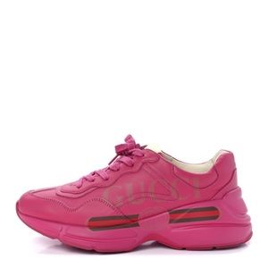 Gucci trainer Calfskin Logo Womens Rhyton pink